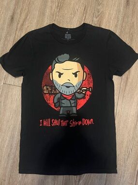 Black Graphic Short-Sleeve Men’s Crewneck T-Shirt - Bold Red Character Print